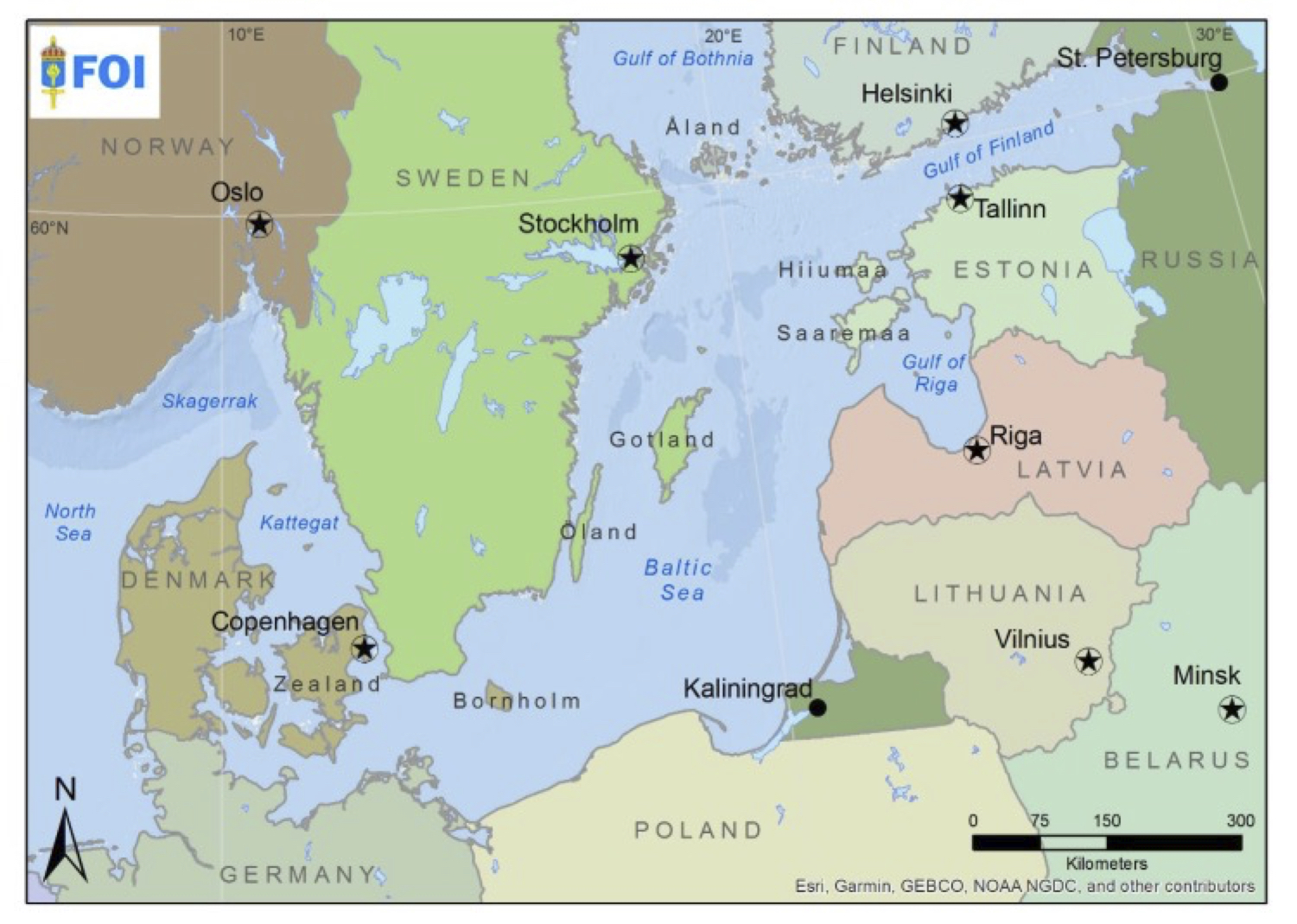 Carte de la Baltique © Agence suédoise de recherche pour la défense (FOI)
